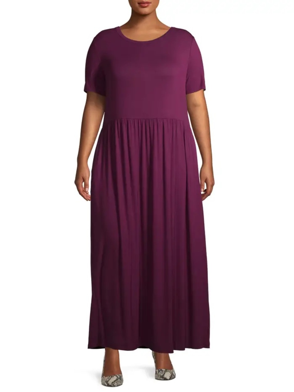 Zenana Outfitters Plum Short Sleeve Plus-Size Maxi Dress